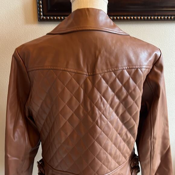French Connection Faux Leather Moto Jacket Size L - New - Picture 5 of 12